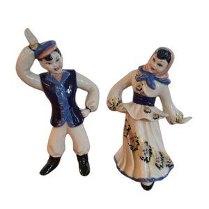 Vintage Porcelain European Dancers Man & Woman Figurines In Traditional Costume